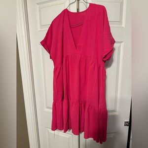 SHEIN Pink V-Neck Dress